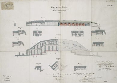 Grundplan for Bagsværdfortet, oprindelig tegning fra fortets etablering.