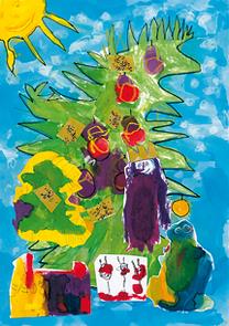 Vinderbillede 2008 tegning af juletræ og gaver