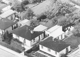 Selvbyggerhuse på Augustvej fotograferet omkring 1948-50