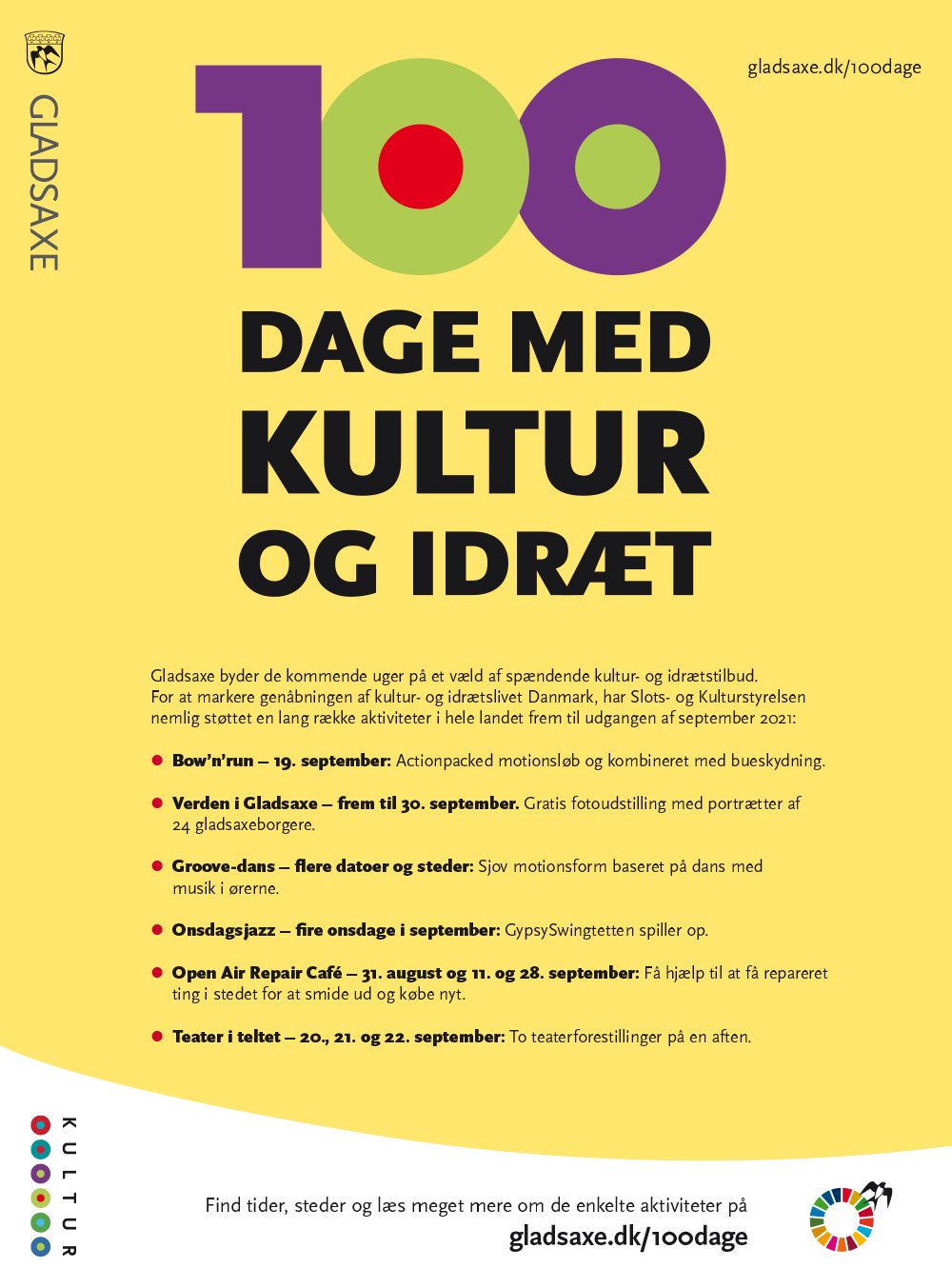 Plakat for 100 dage med kultur og idræt