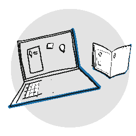 Grafisk tegning af en illustration på en bærbar computer